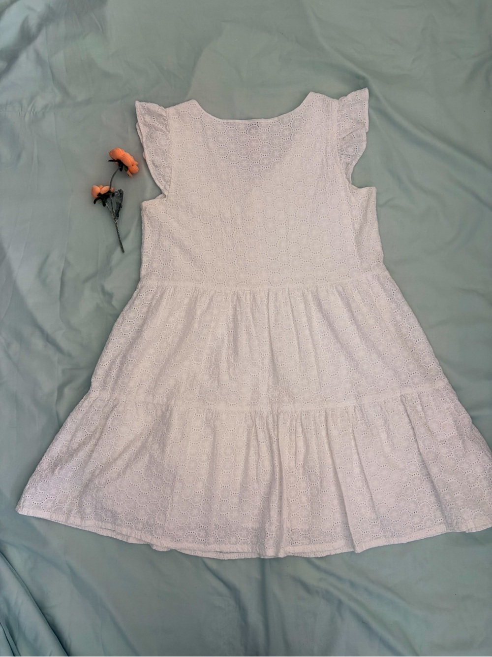 Joie White Cotton Dress Size Small Eyelet Lace Pattern Mini Dress Cottagecore - Picture 8 of 10